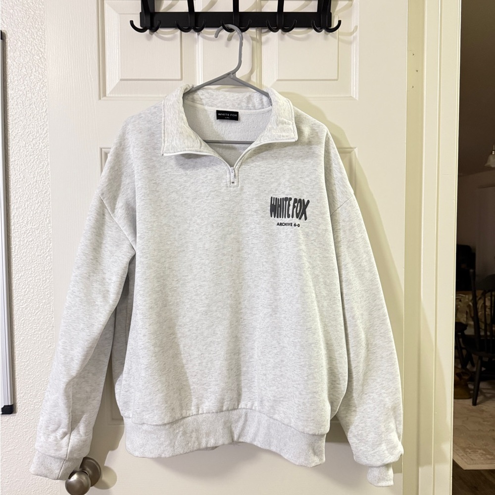 White Fox Gray Quarter-Zip Sweater